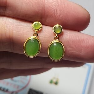 Green jade earrings